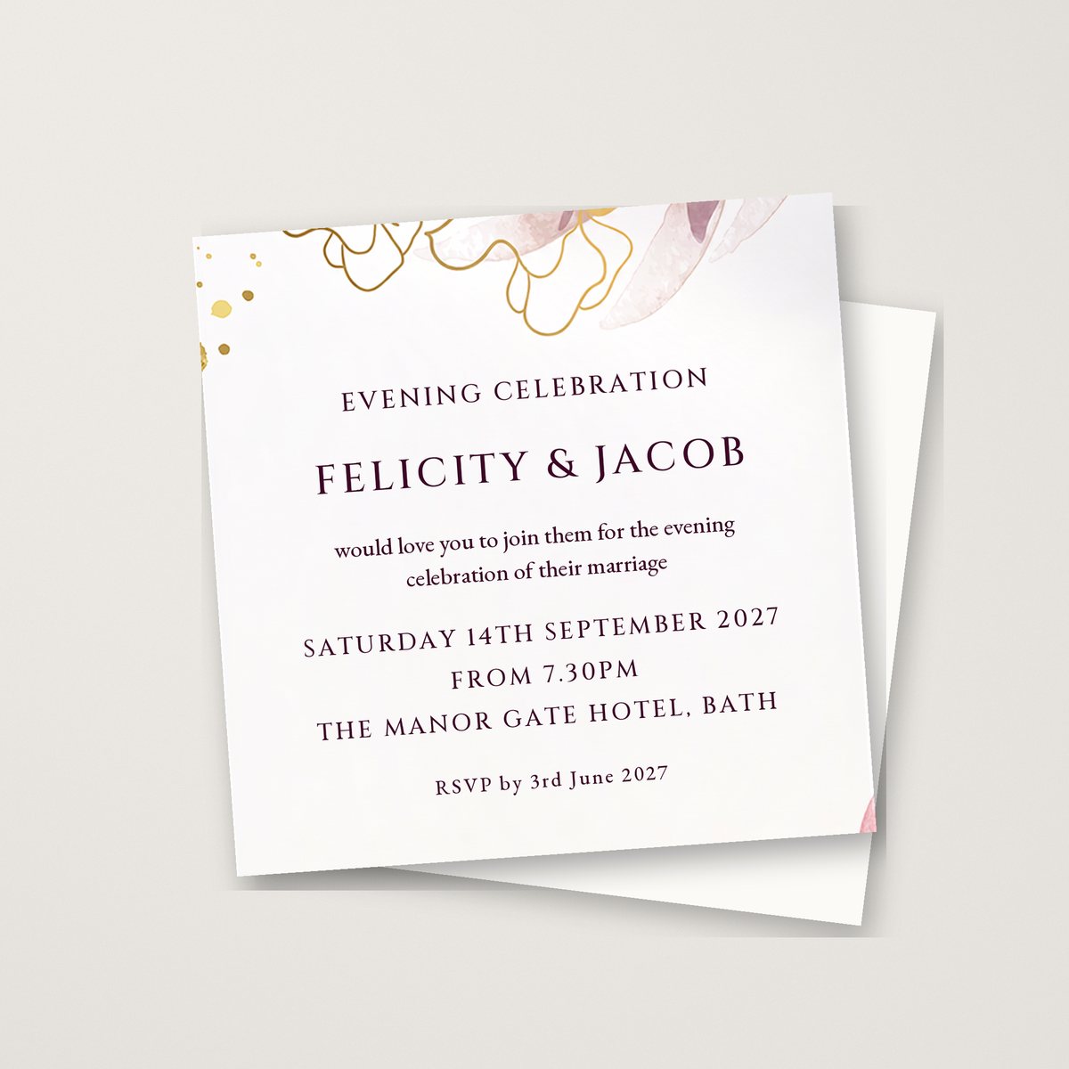 Romantic Watercolour Evening Invitation