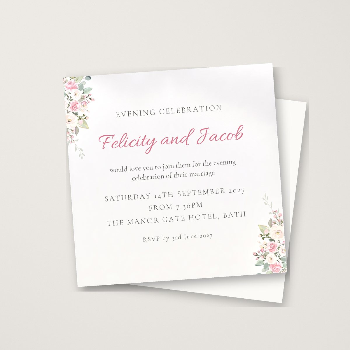 Delicate Rose Evening Invitation