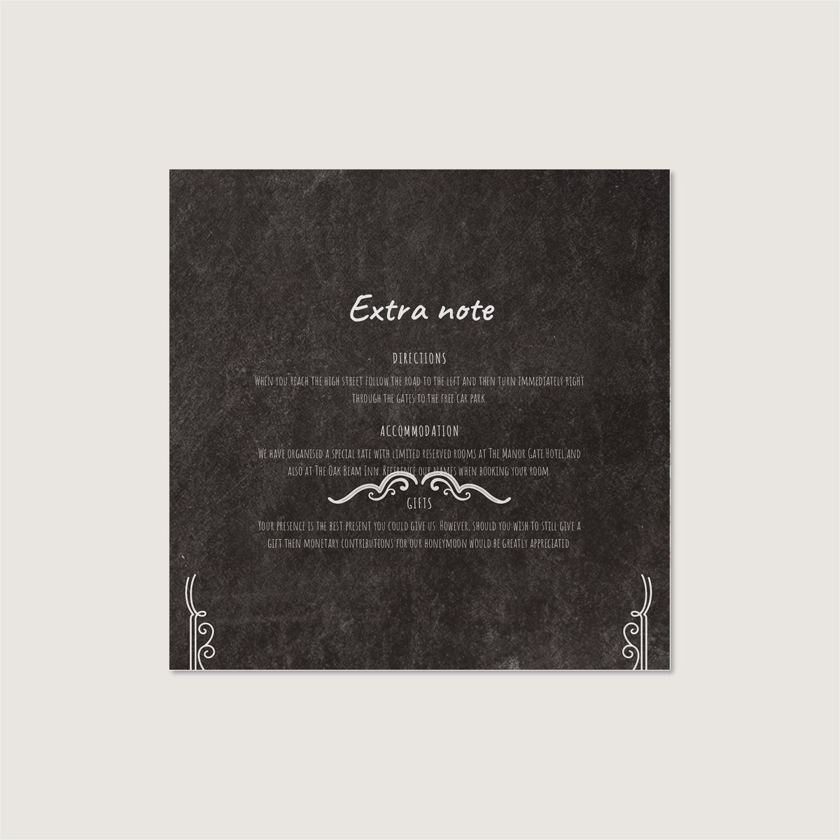 Blackboard Ornate Information Card