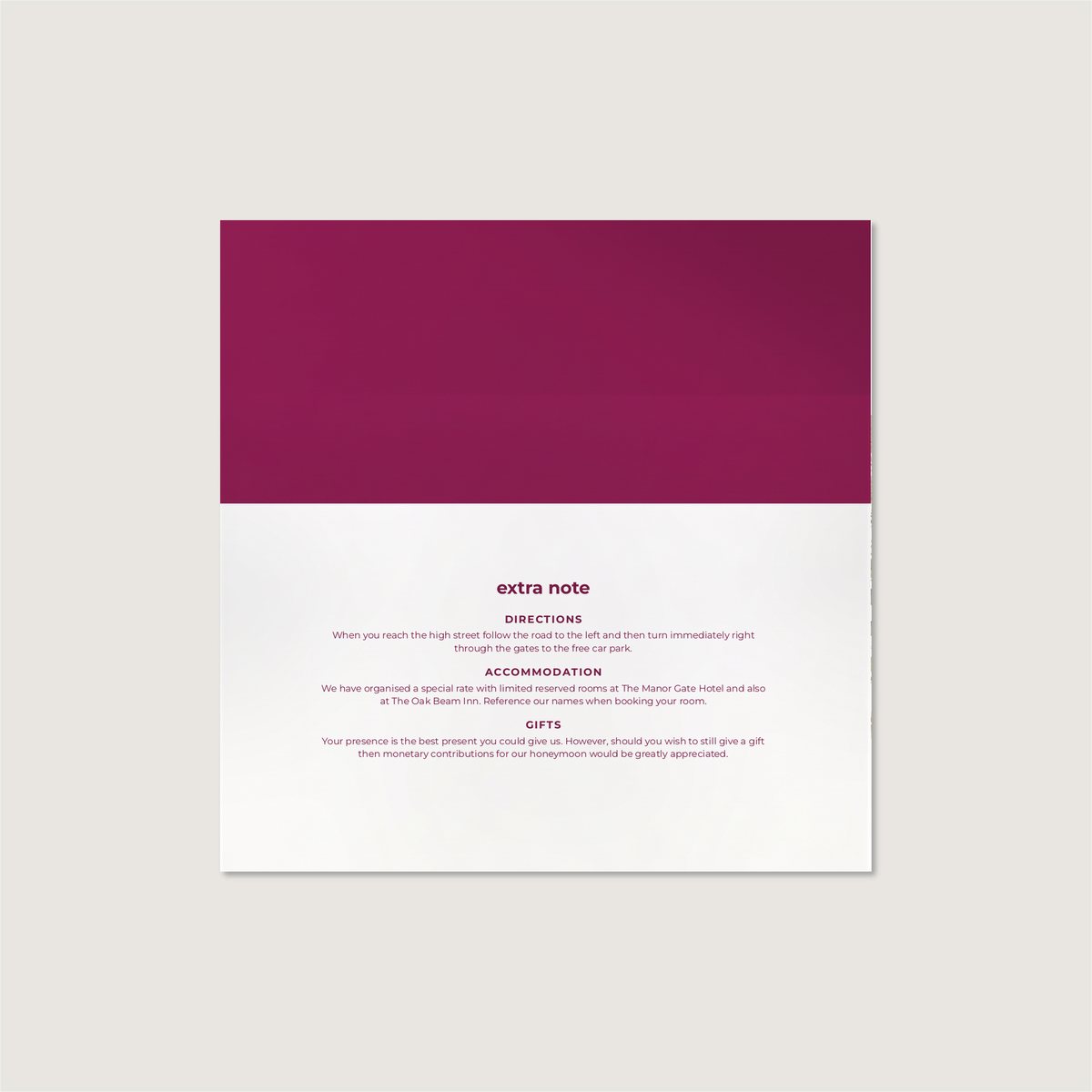 Distinctive Information Card