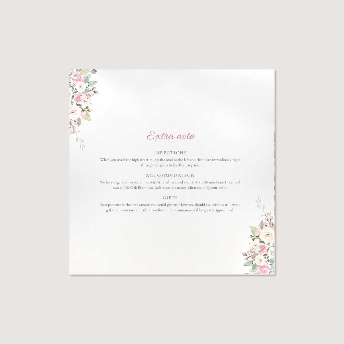 Delicate Rose Information Card