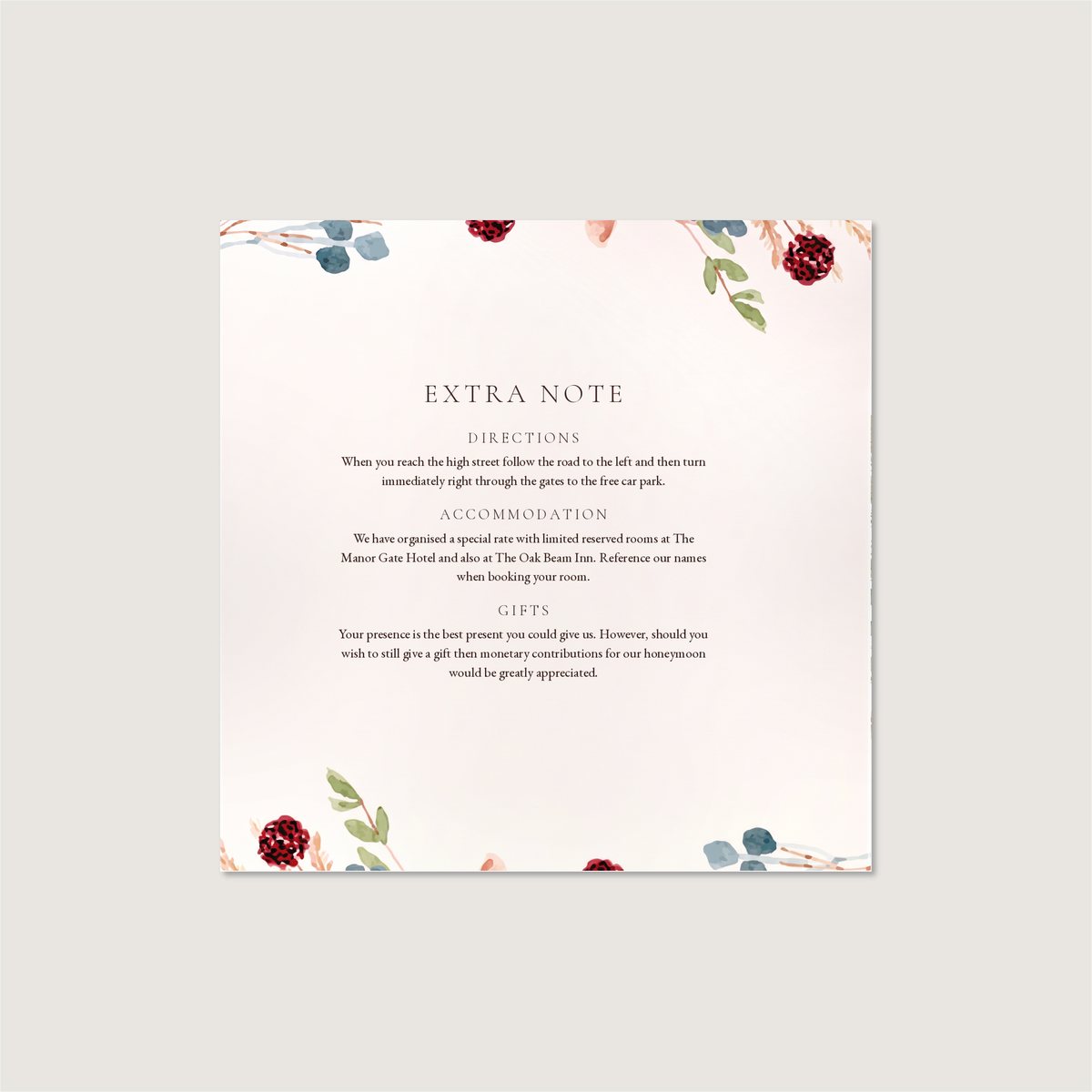 Wild Flower Garden Information Card
