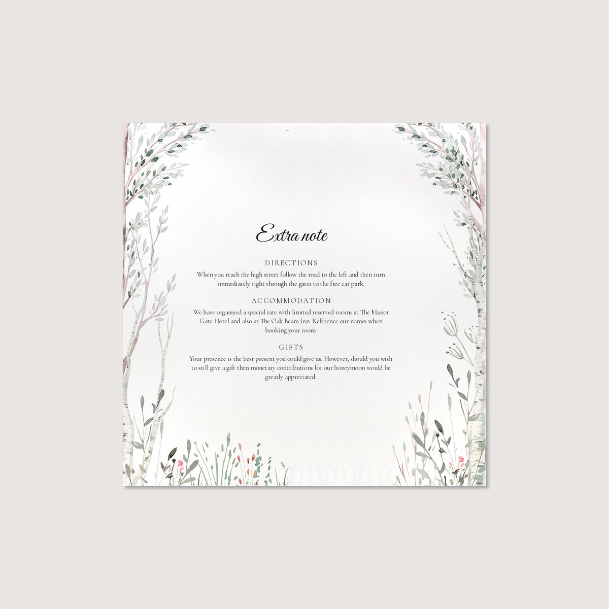 Naturally Beautiful Information Card