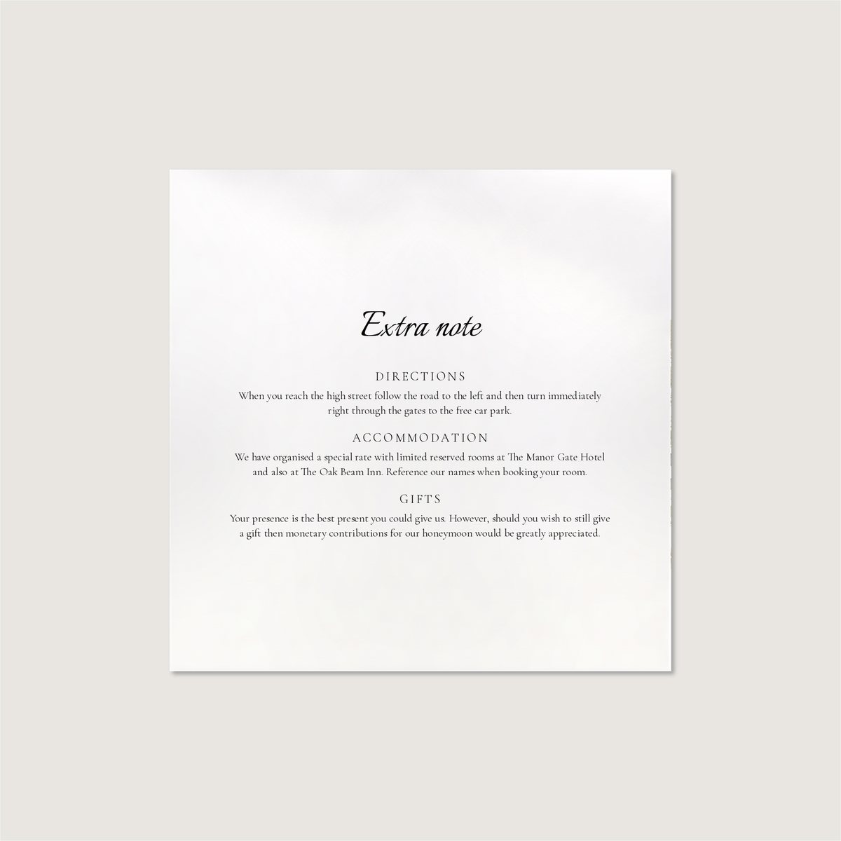 A Touch of Elegance Information Card