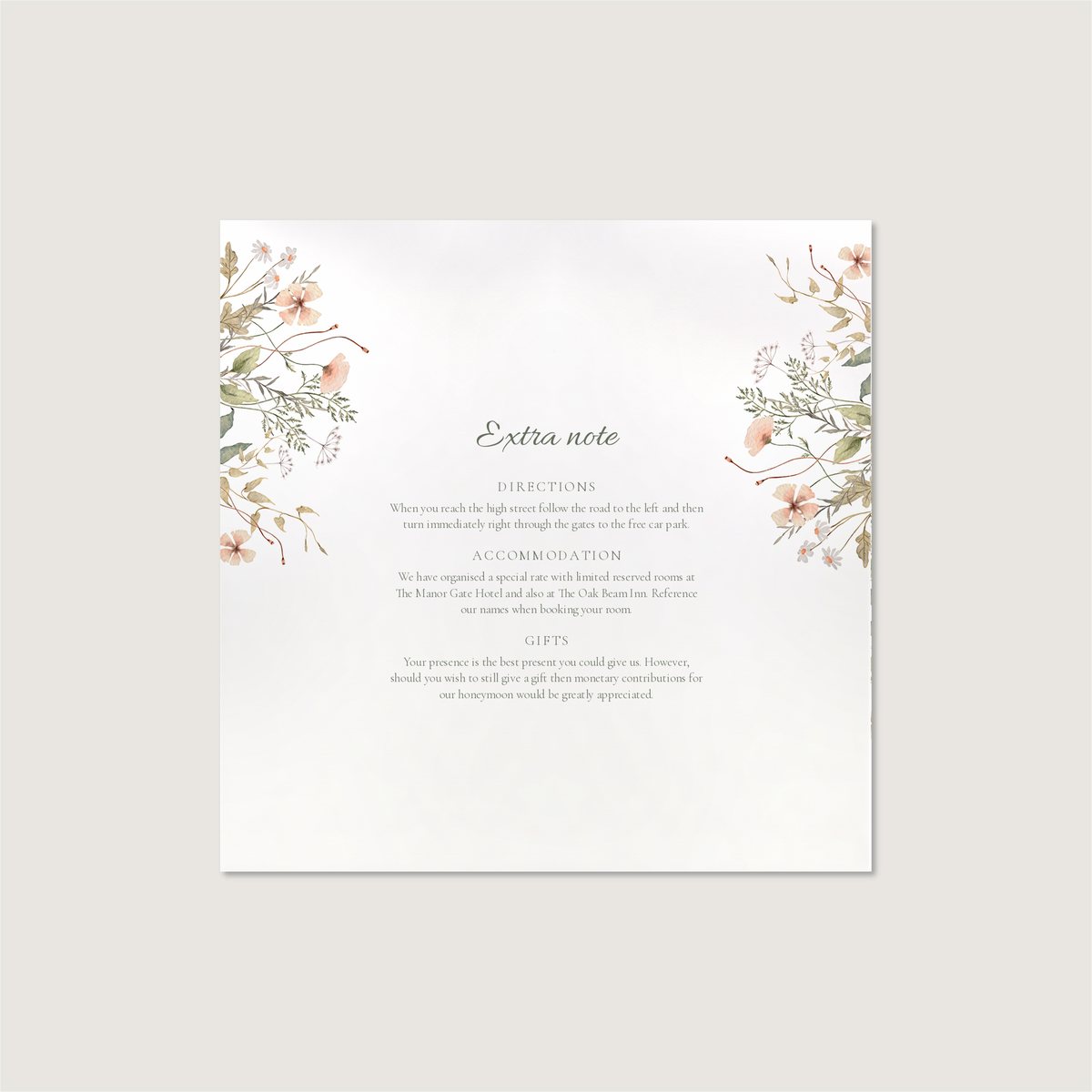 Among the Flowers Information Card