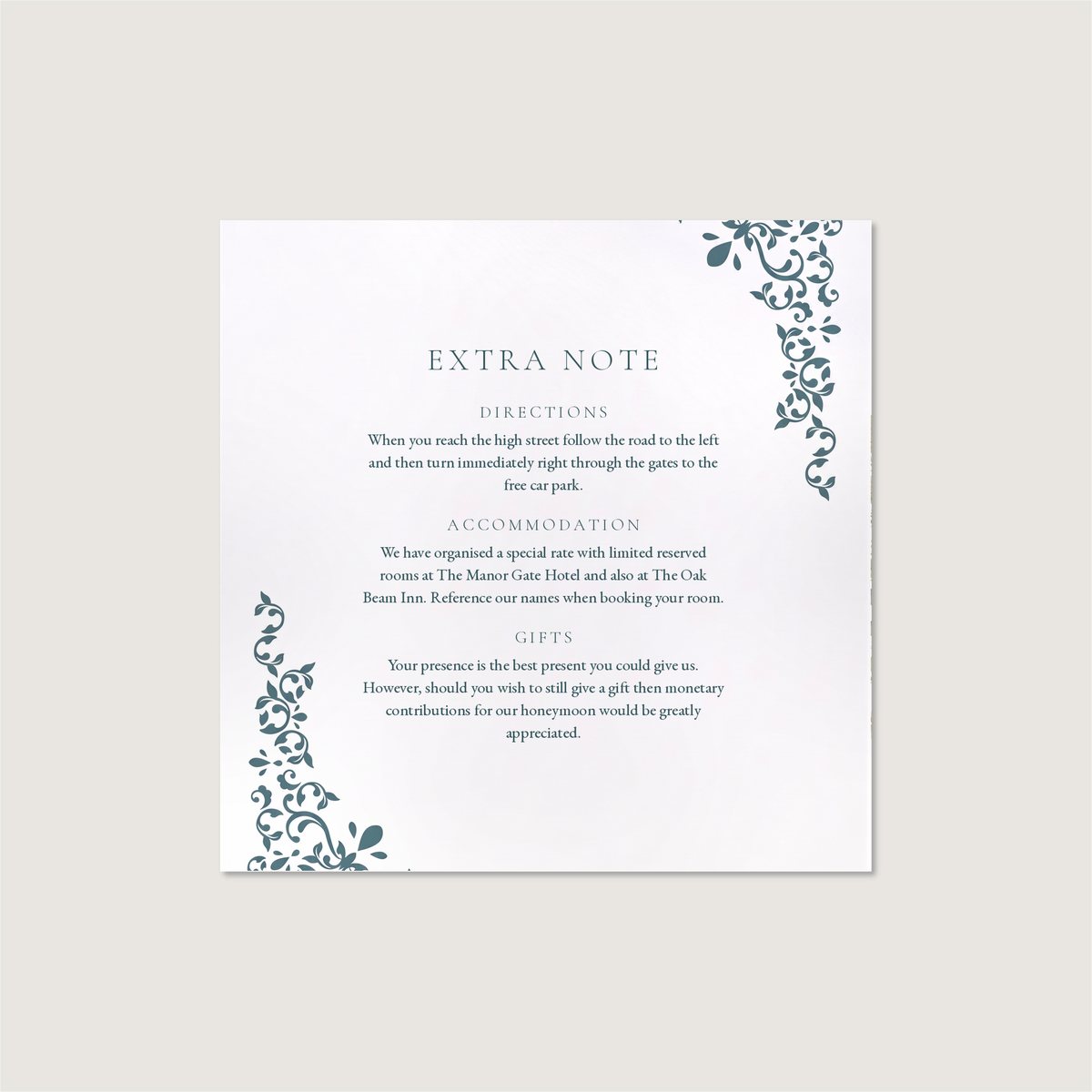 Charmingly Beautiful Information Card