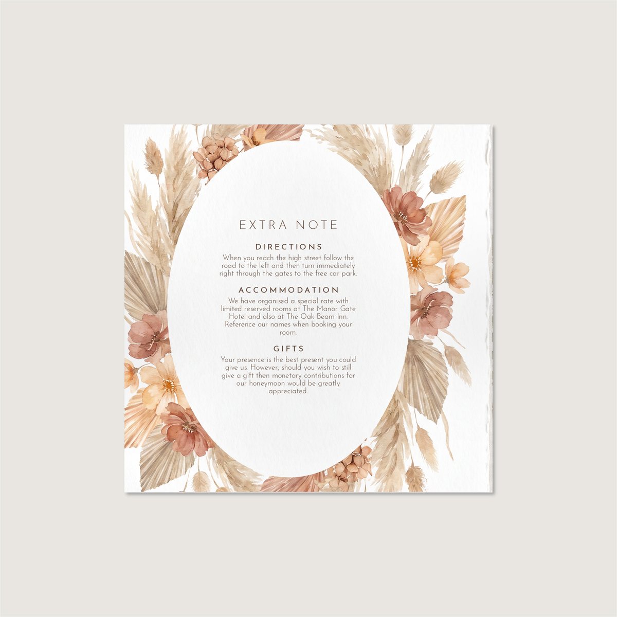 Oval Pampas Information Card