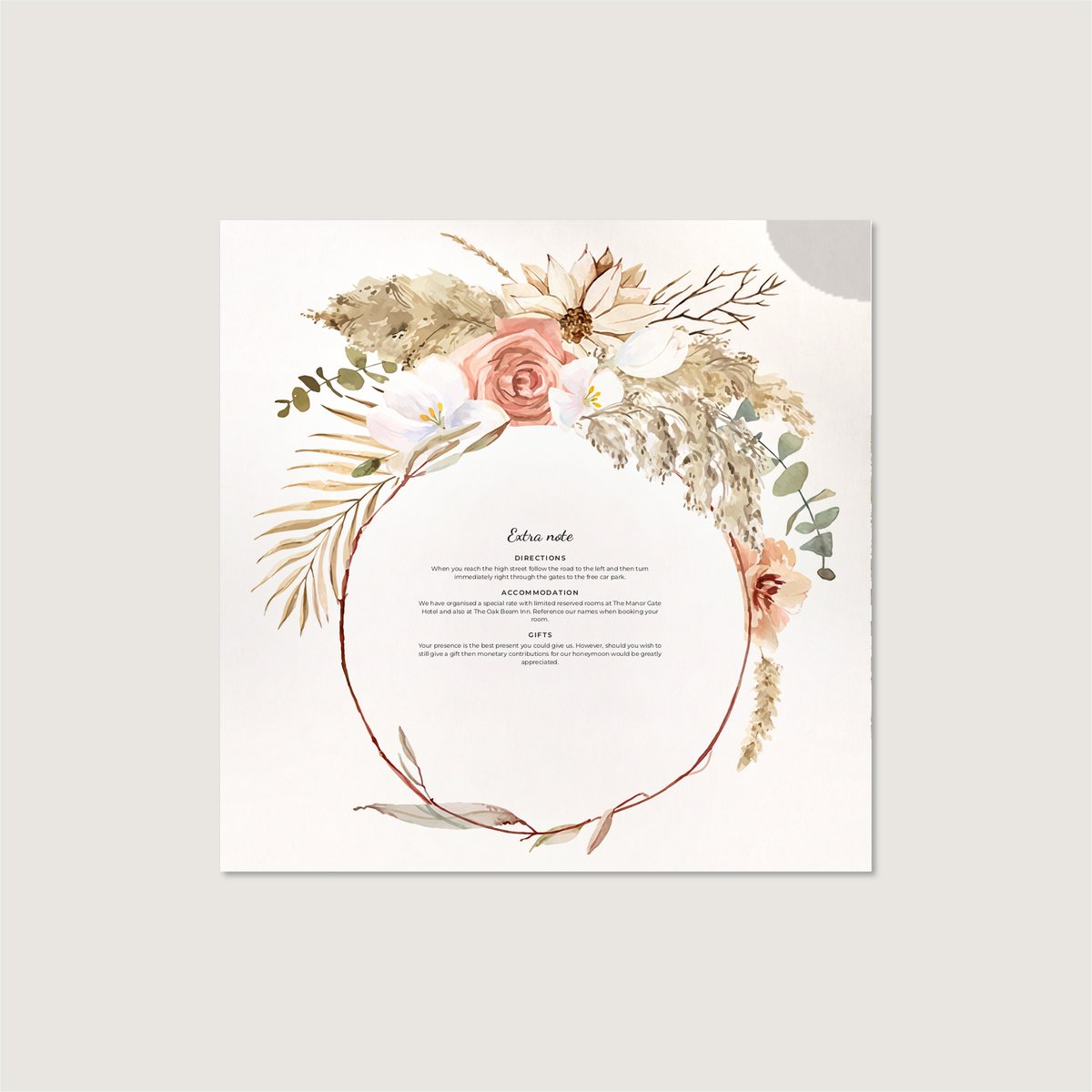 Boho Hoop Information Card