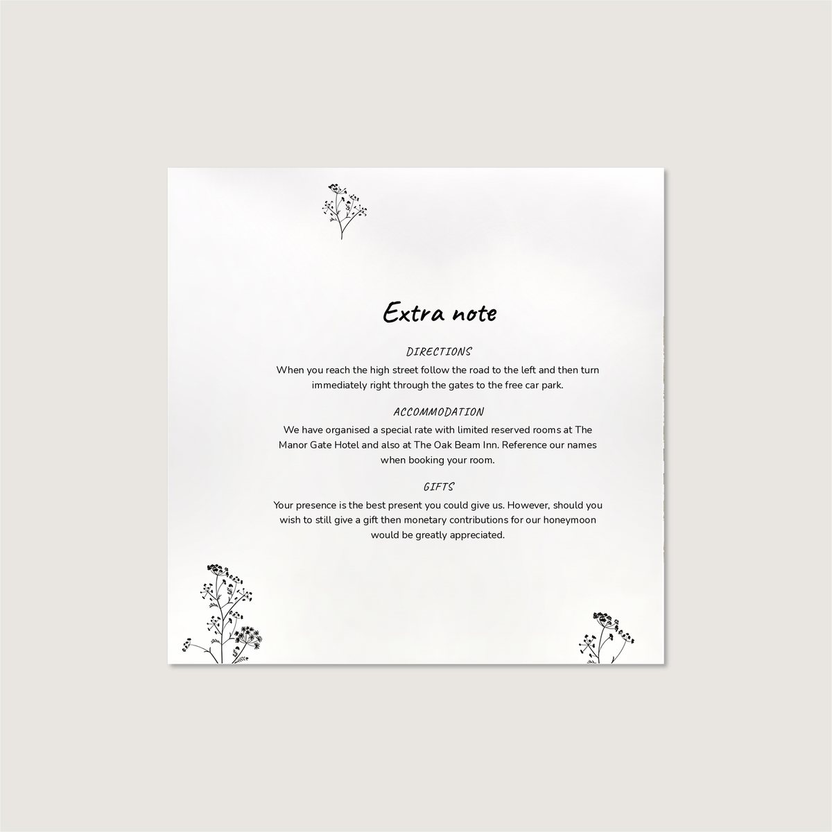 Rustic Love Information Card