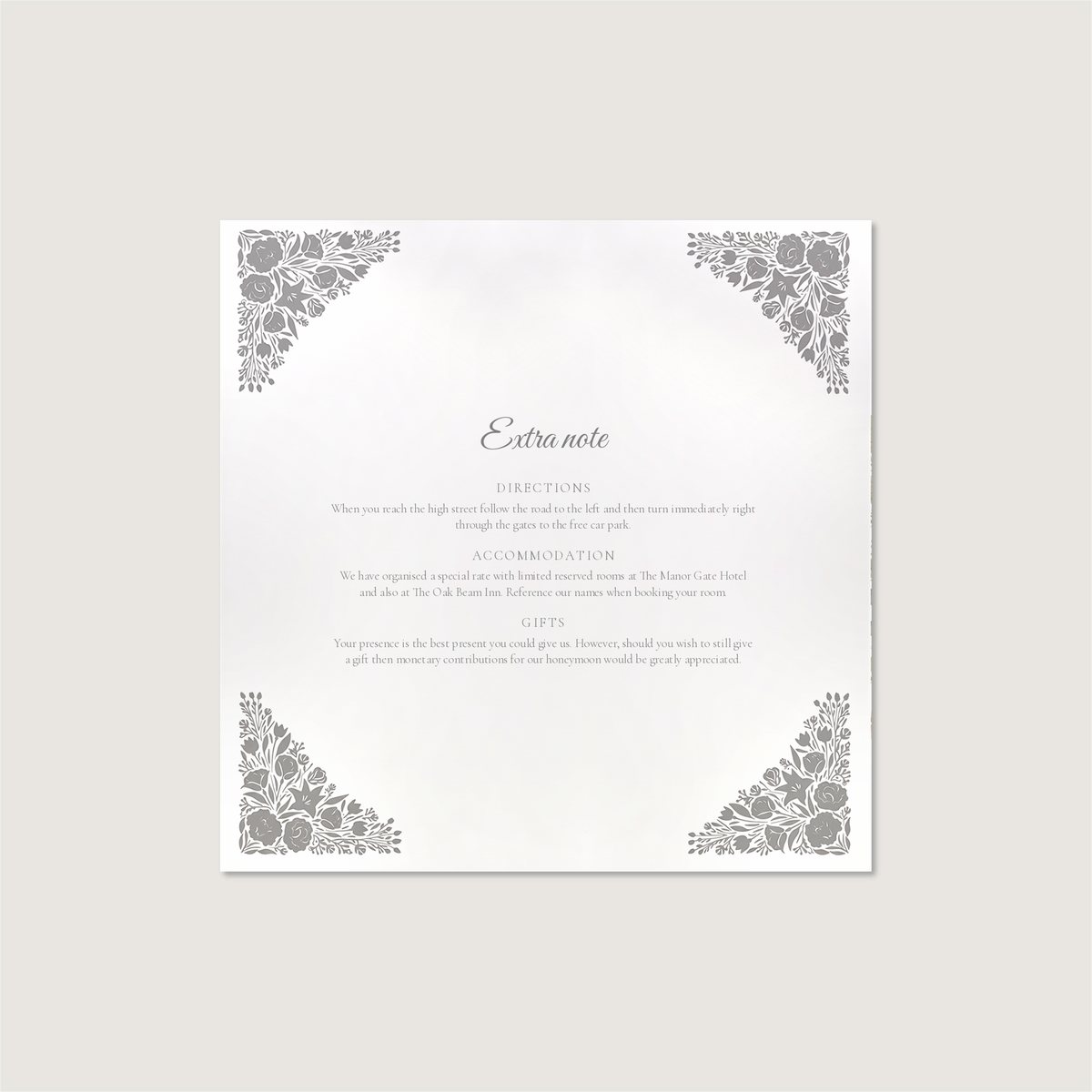 Luxury Corner Information Card