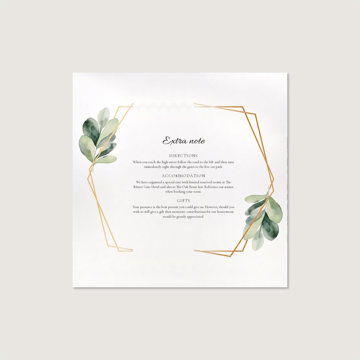 Leaf Gold Hex Information Card