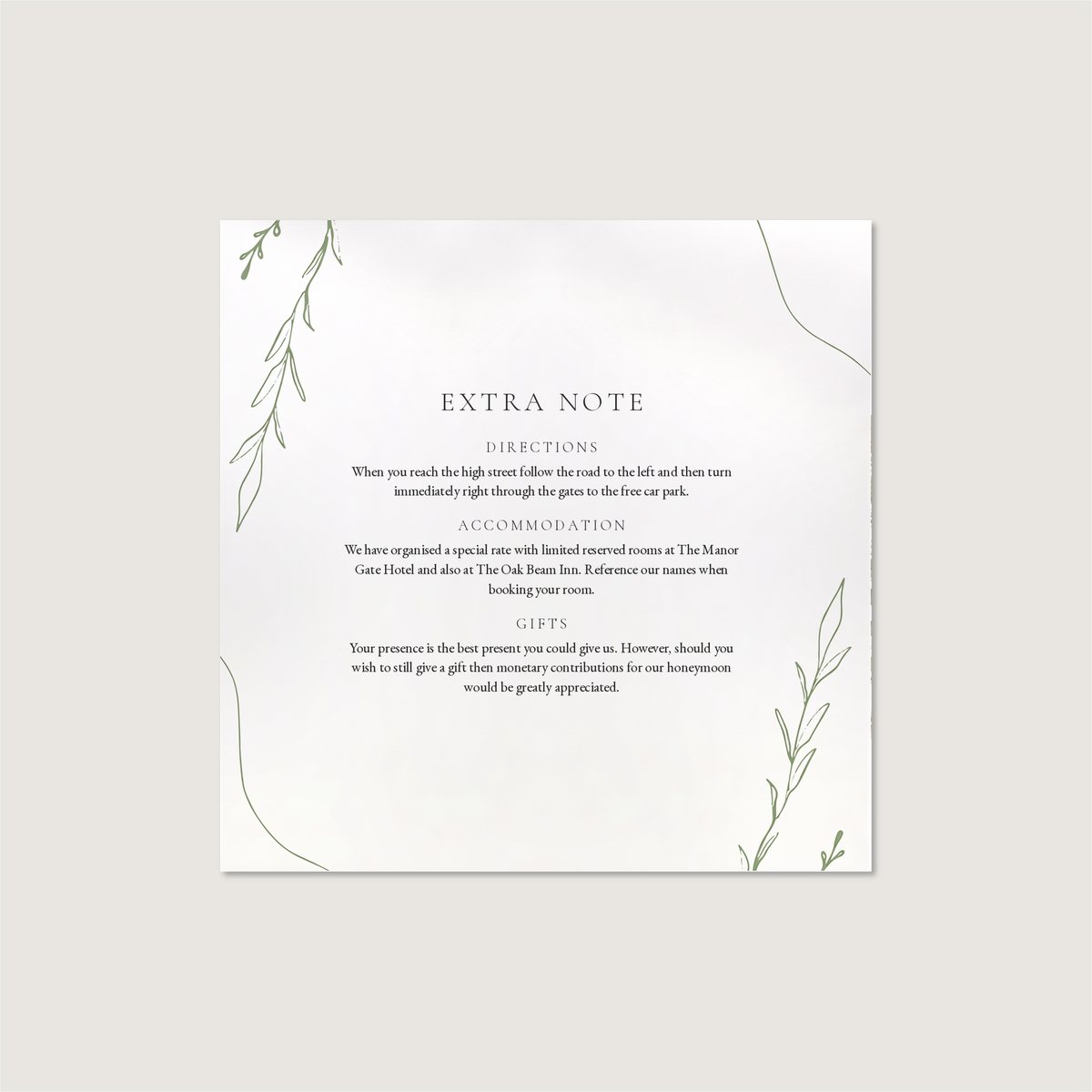 Just Lovely Information Card
