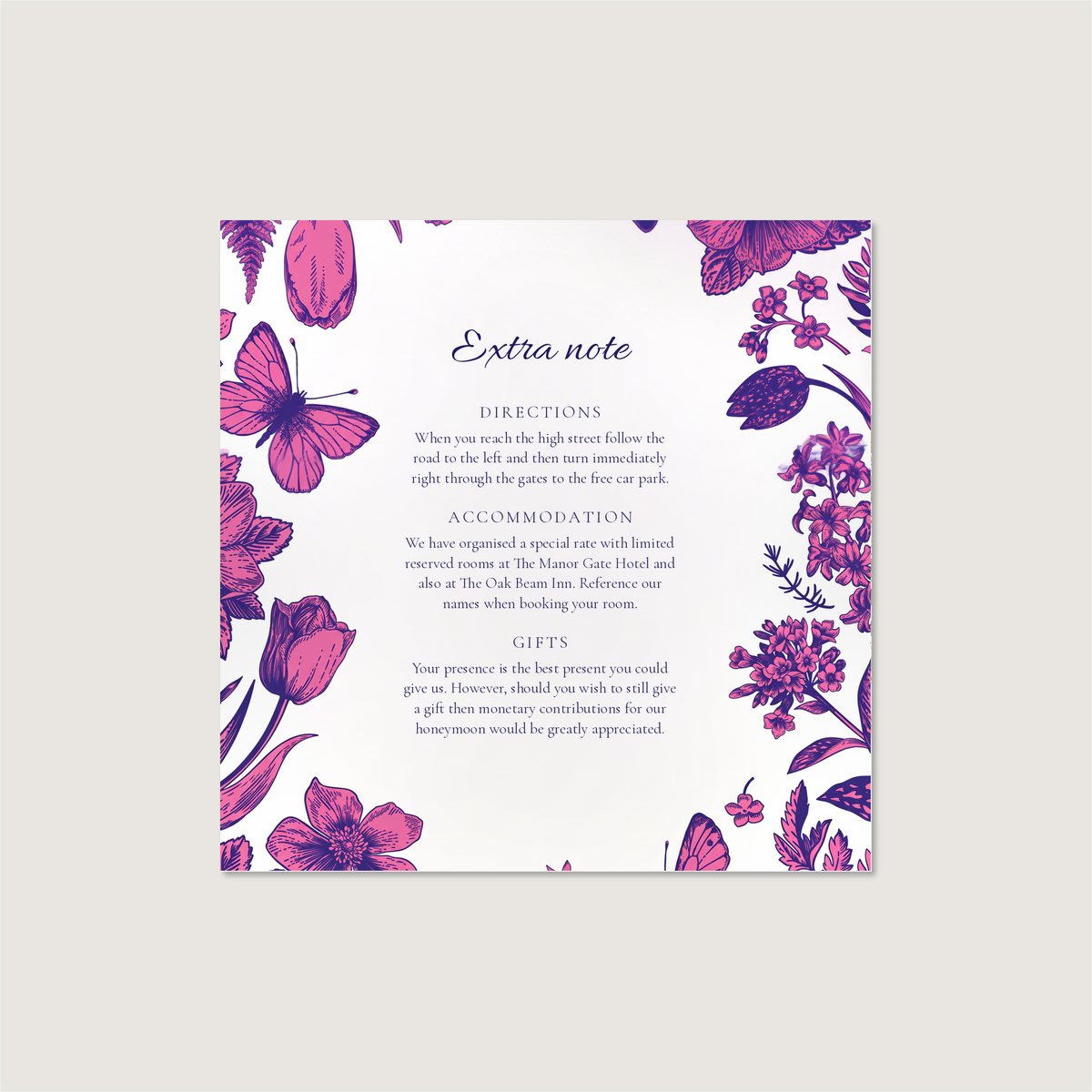 Butterfly Love Information Card