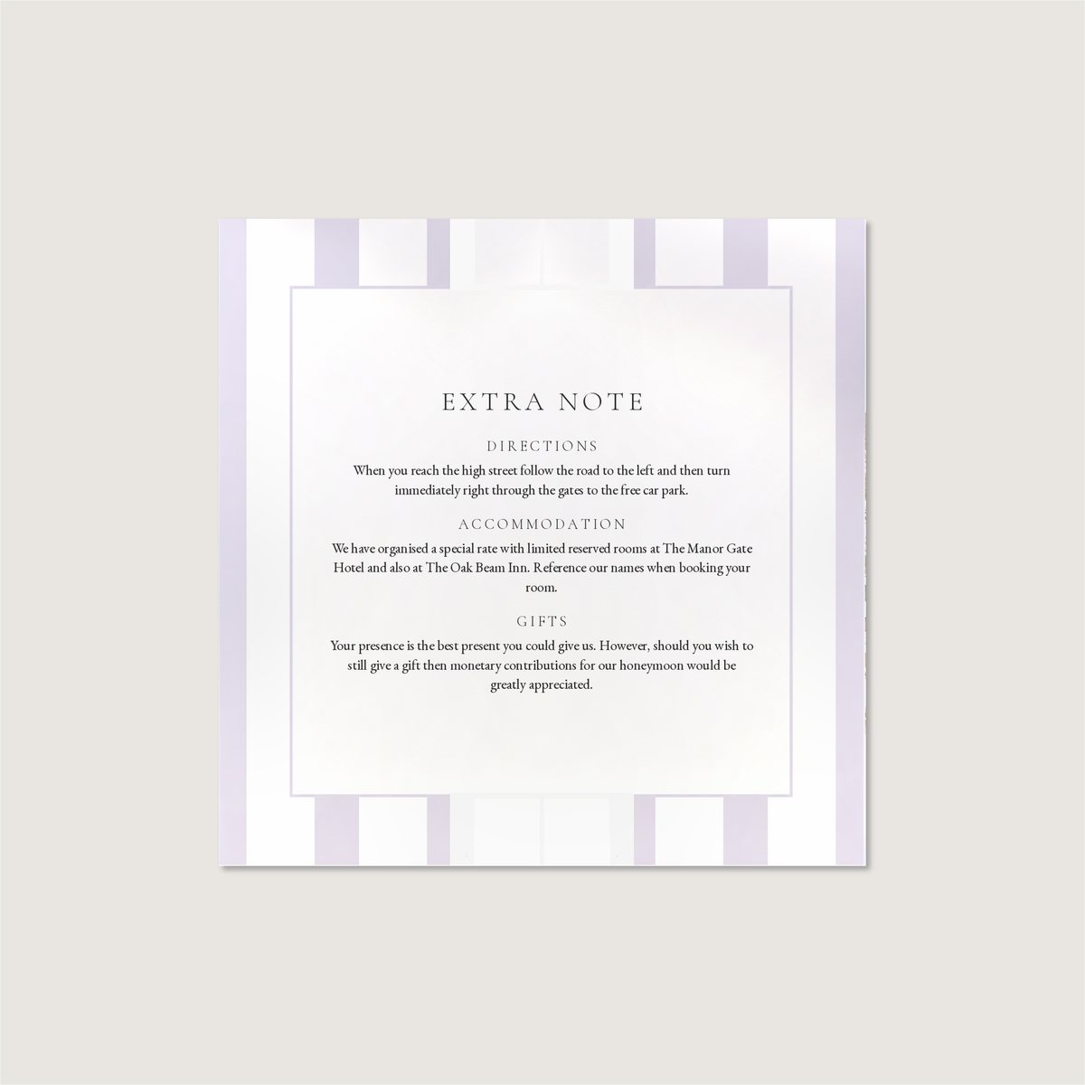 Colourband Stripe Information Card