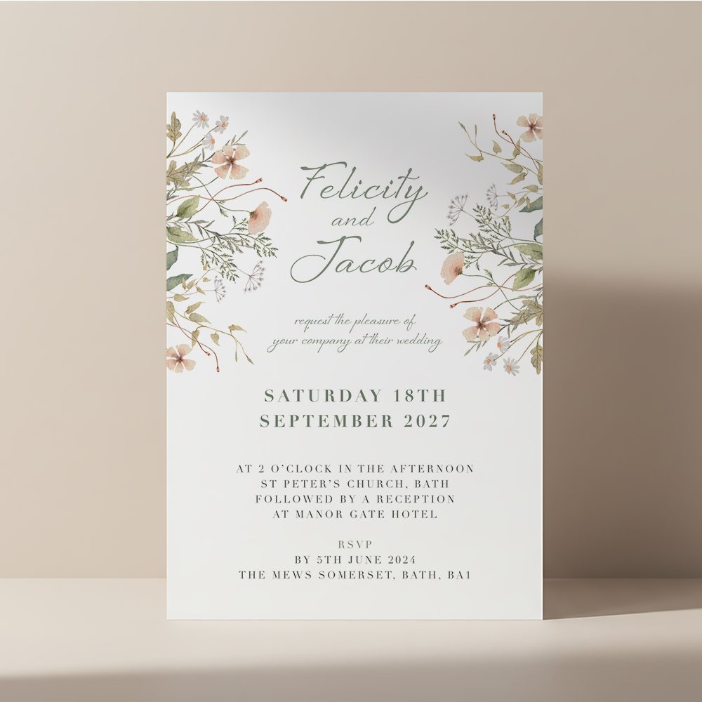 Among the Flowers invitation