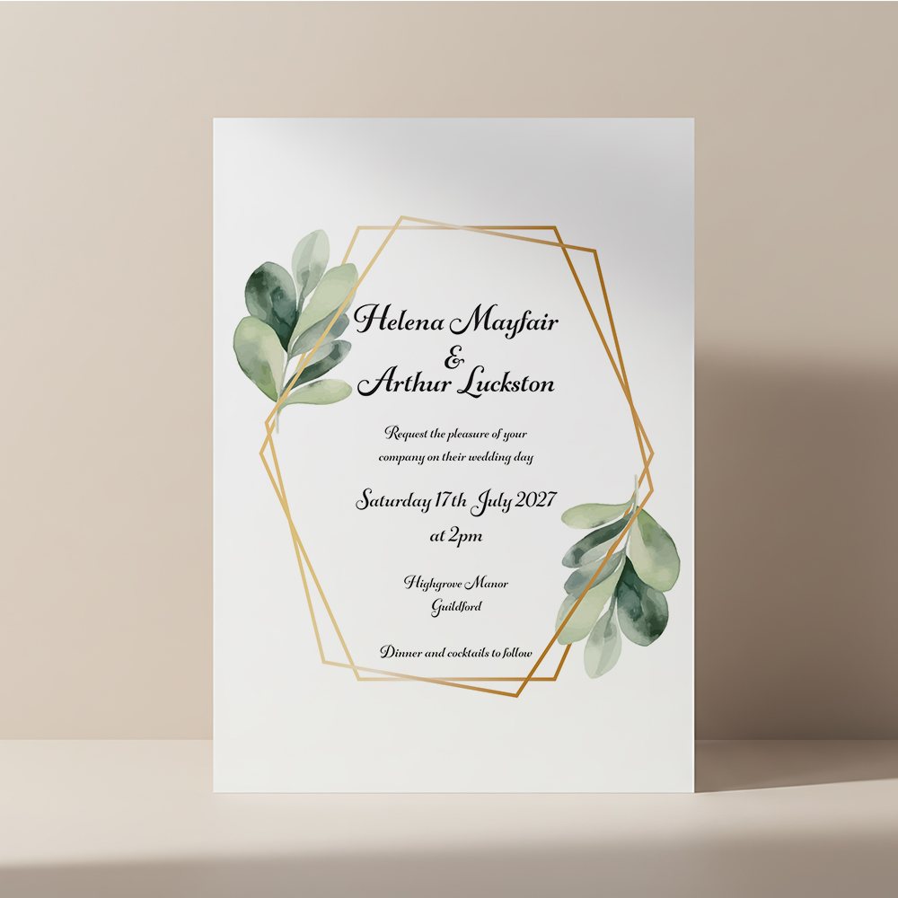 Leaf Gold Hex invitation