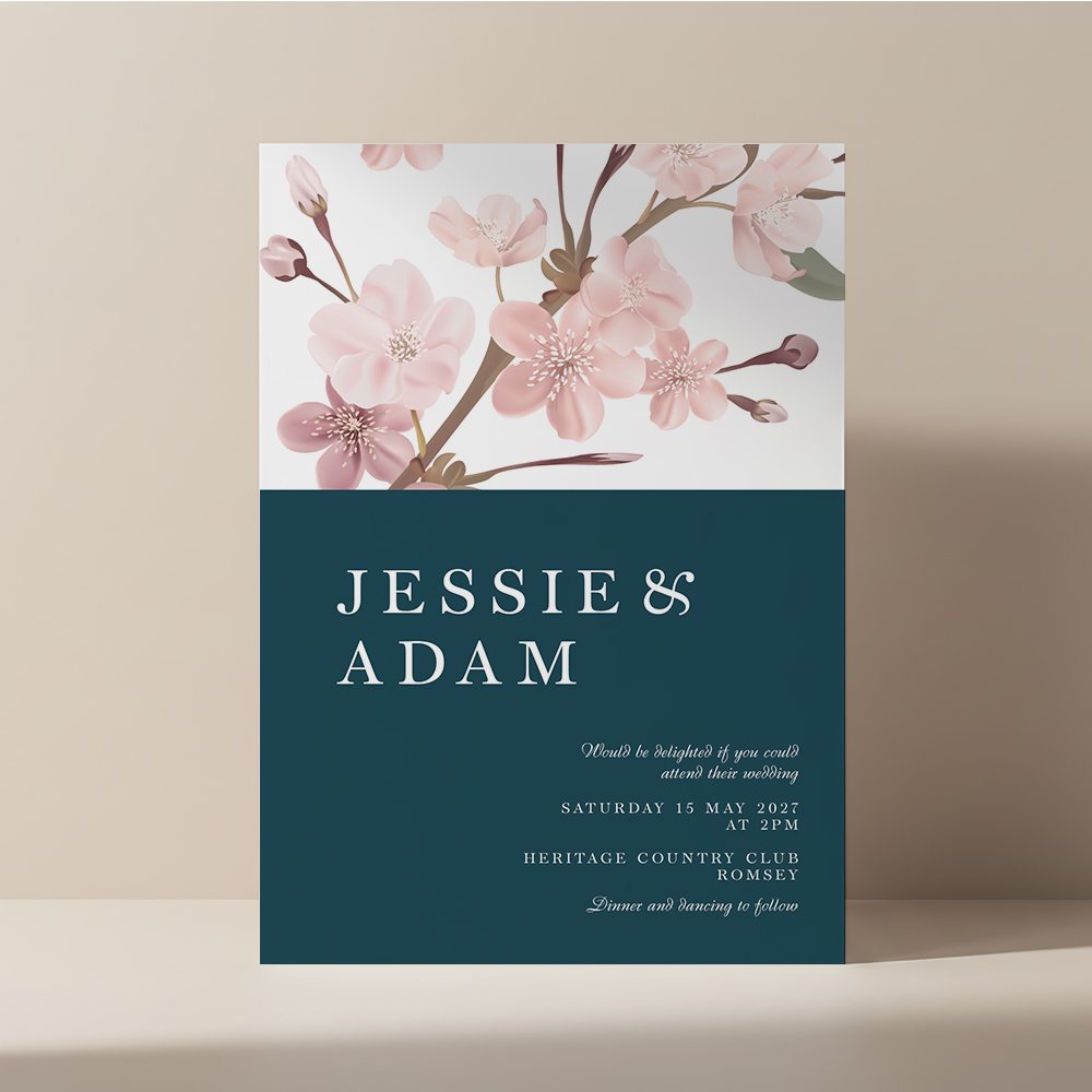 Colour Block Blossom invitation