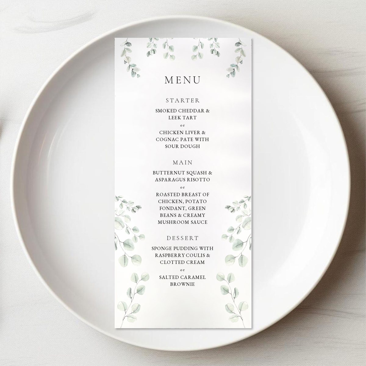 Eucalyptus Dream Menu Card