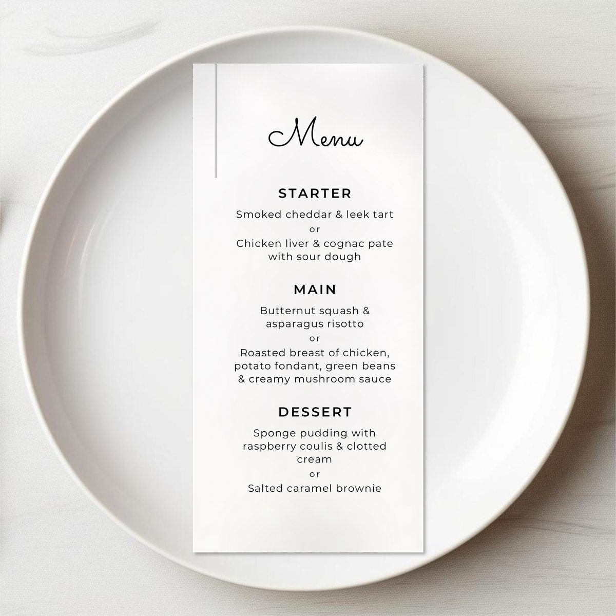 Ever After Menu Card