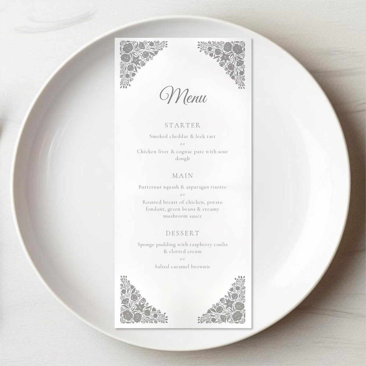 Luxury Corner Menu Card
