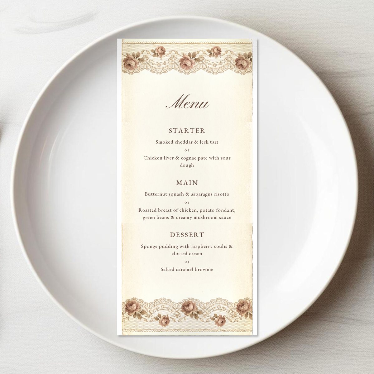 Lace Blooms Menu Card