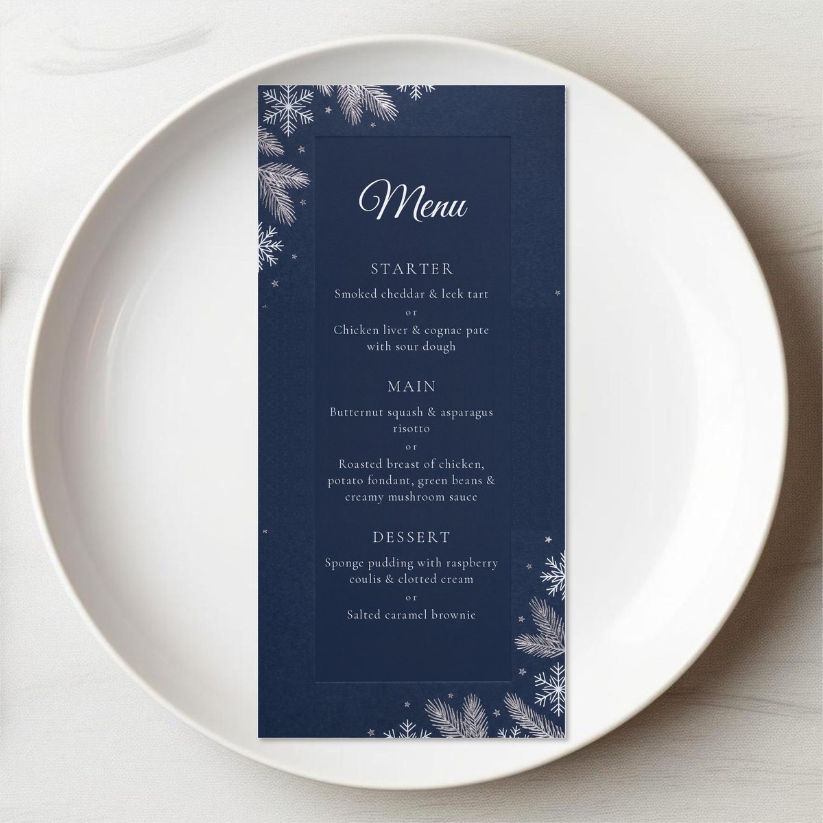 Winter Wedding Menu Card