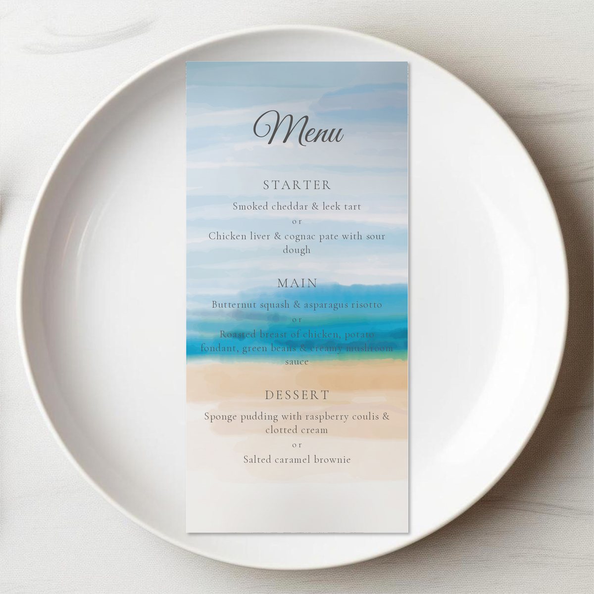 Beach Dream Menu Card