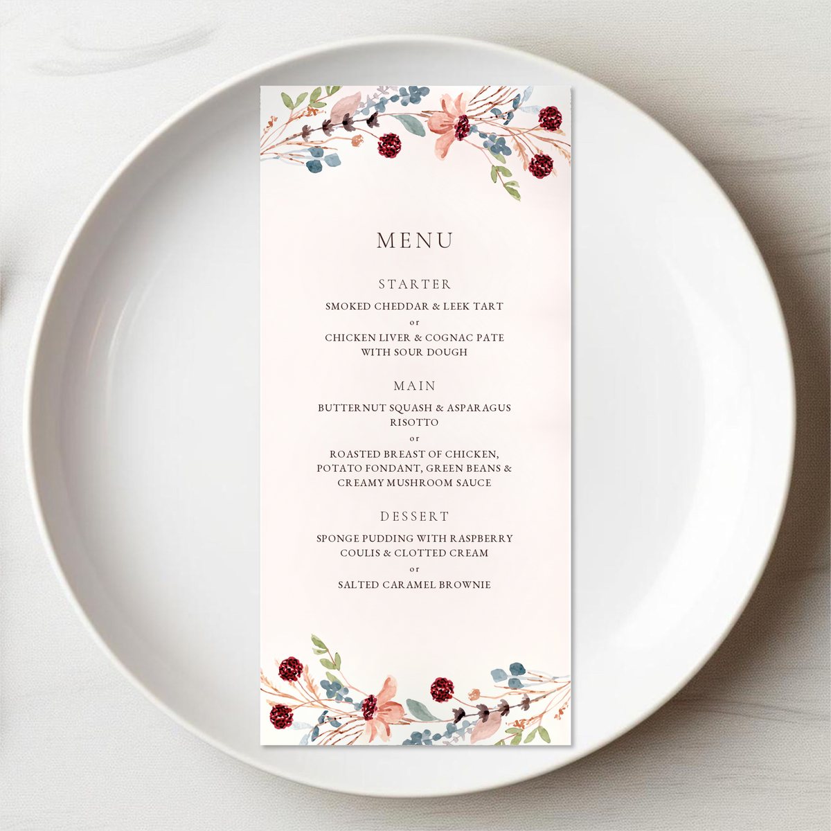 Wild Flower Garden Menu Card