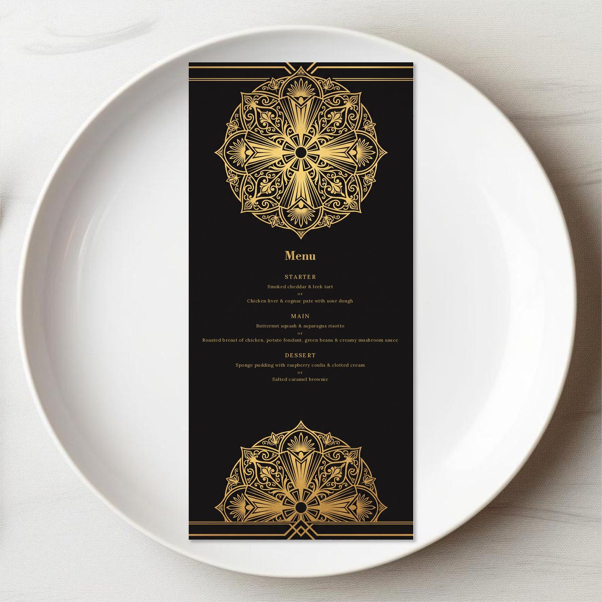 Gatsby Roundel Menu Card