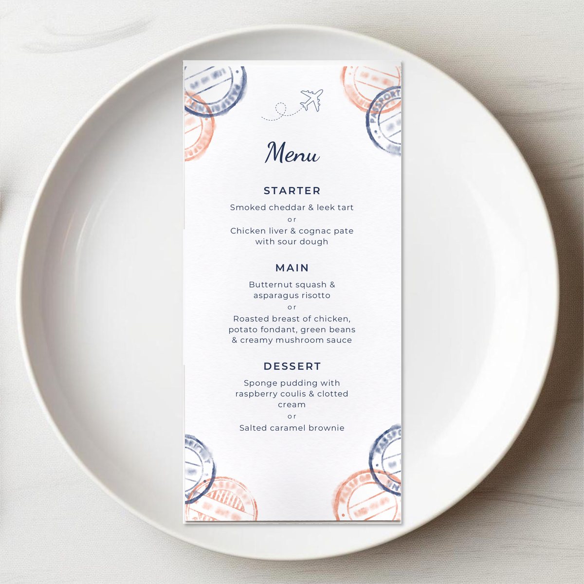 Jetting Off Menu Card