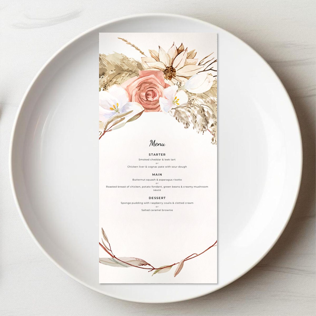 Boho Hoop Menu Card