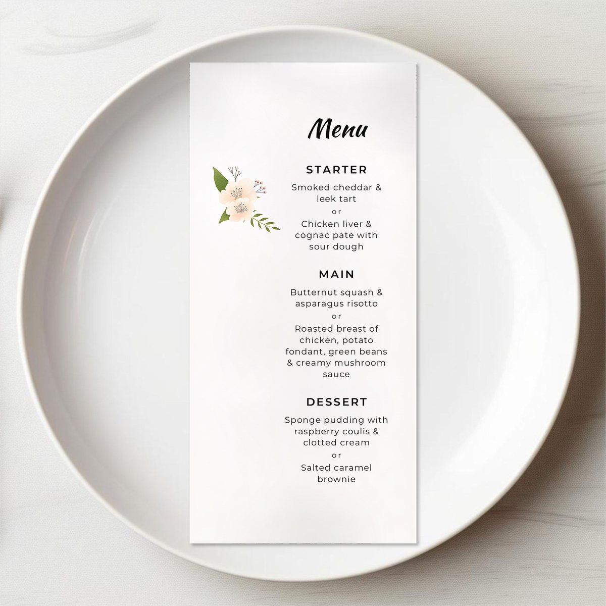 Fun Script / Flowers Menu Card