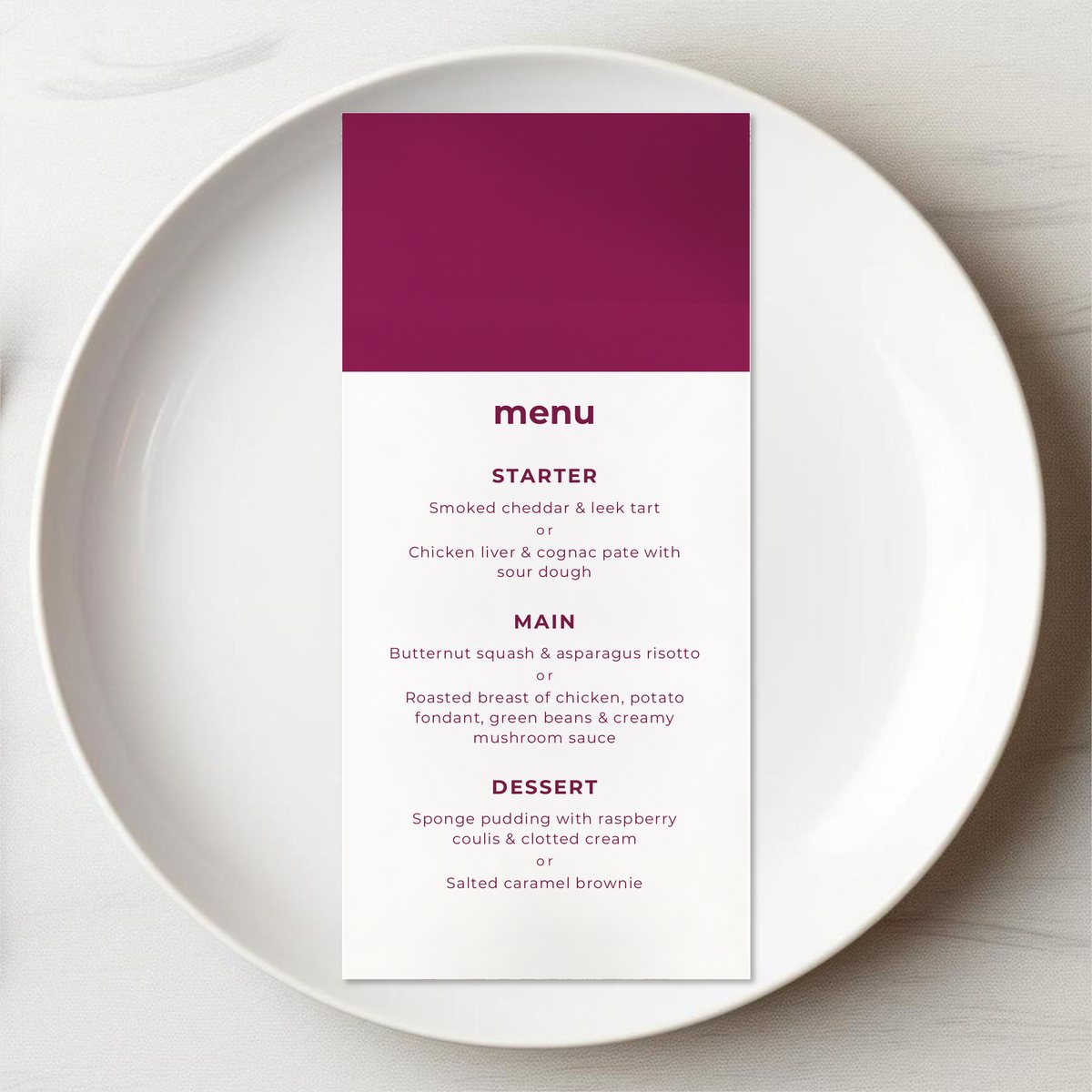 Distinctive Menu Card