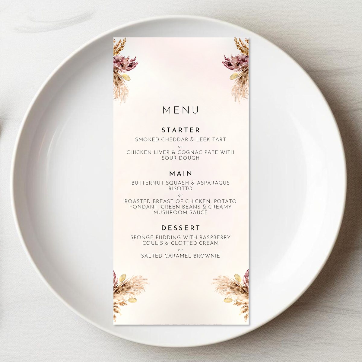 Boho Floral Menu Card