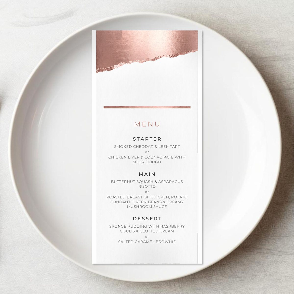Chic Metallic Menu Card