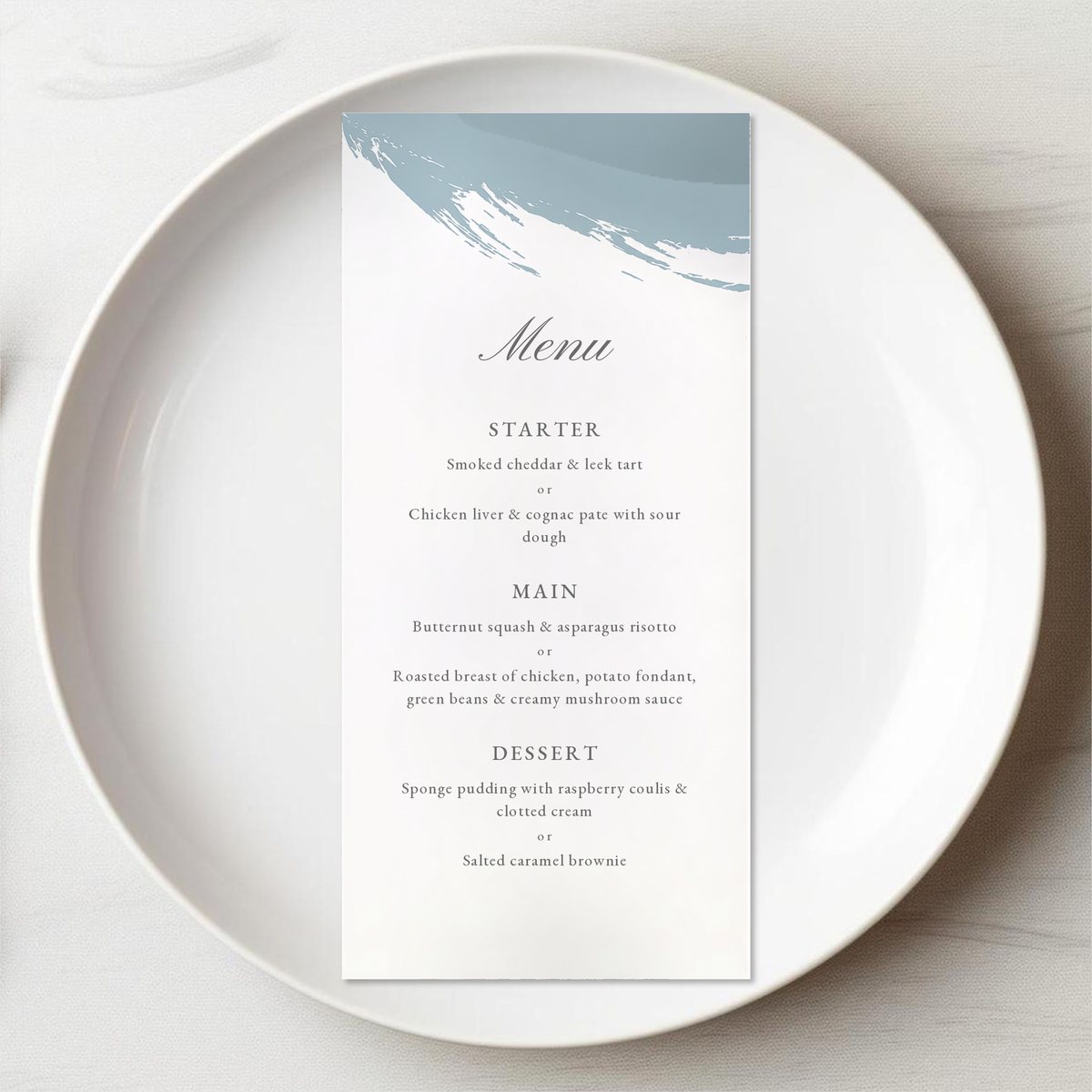 A Brush of Colour Menu Card