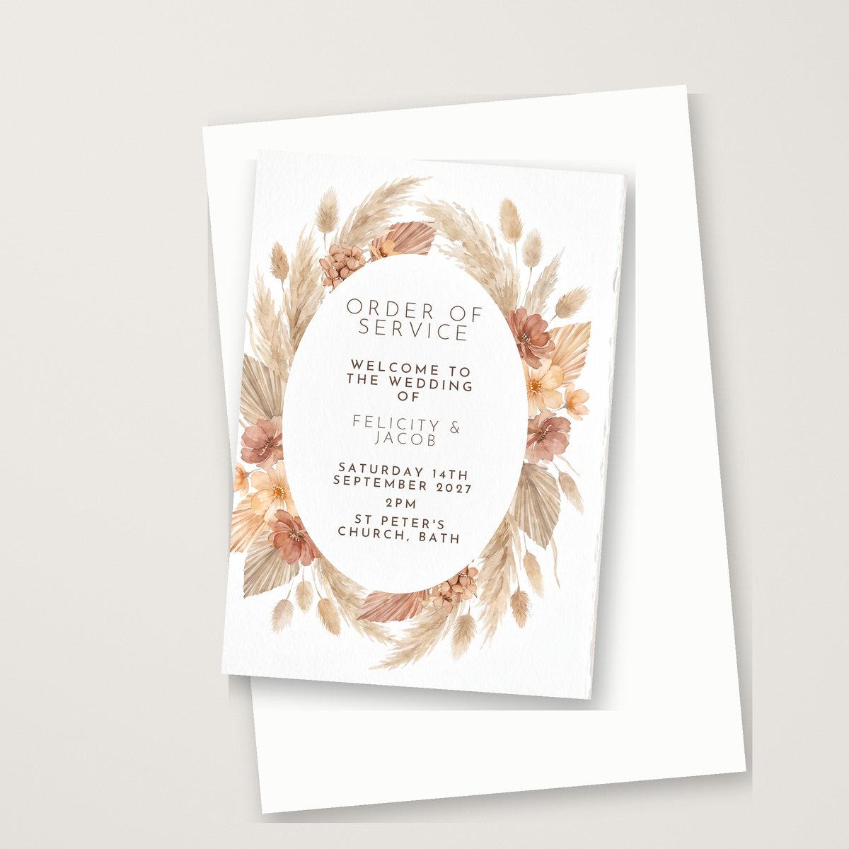Oval Pampas Order of Service