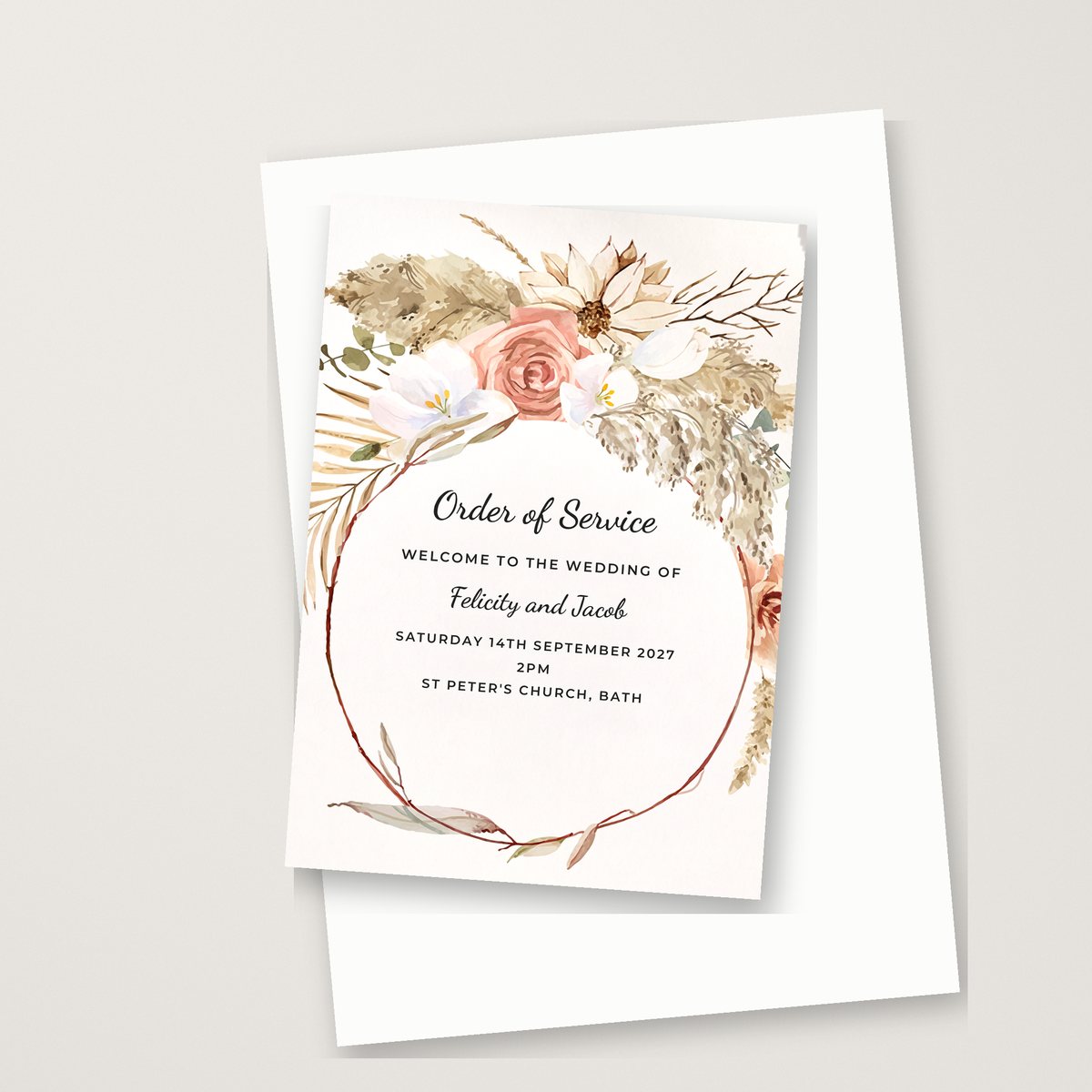 Boho Hoop Order of Service