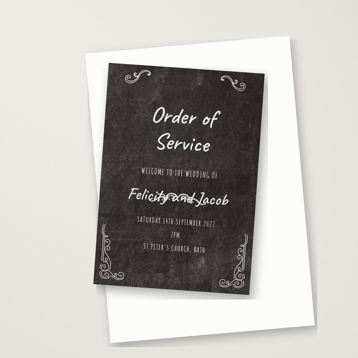 Blackboard Ornate Order of Service
