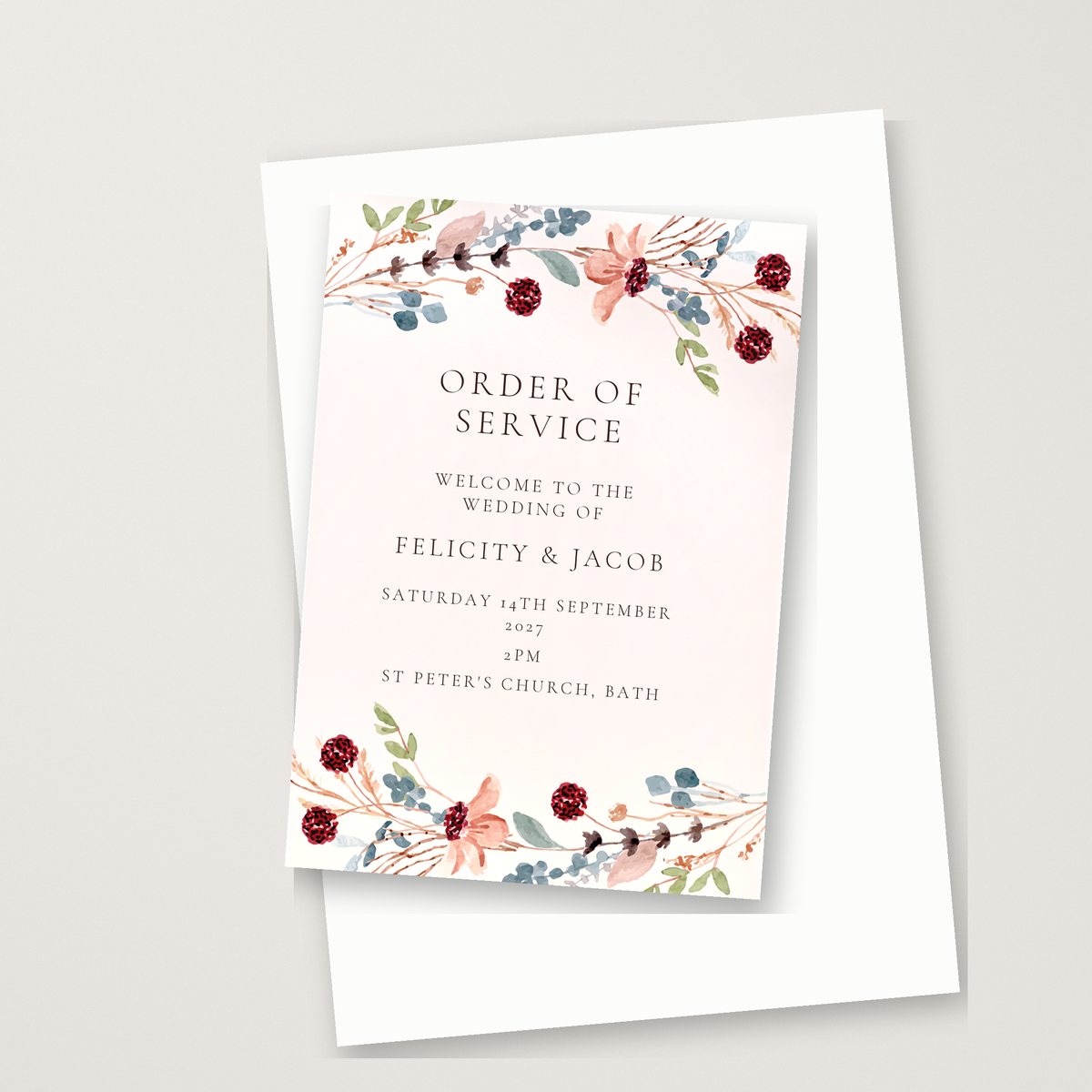 Wild Flower Garden Order of Service