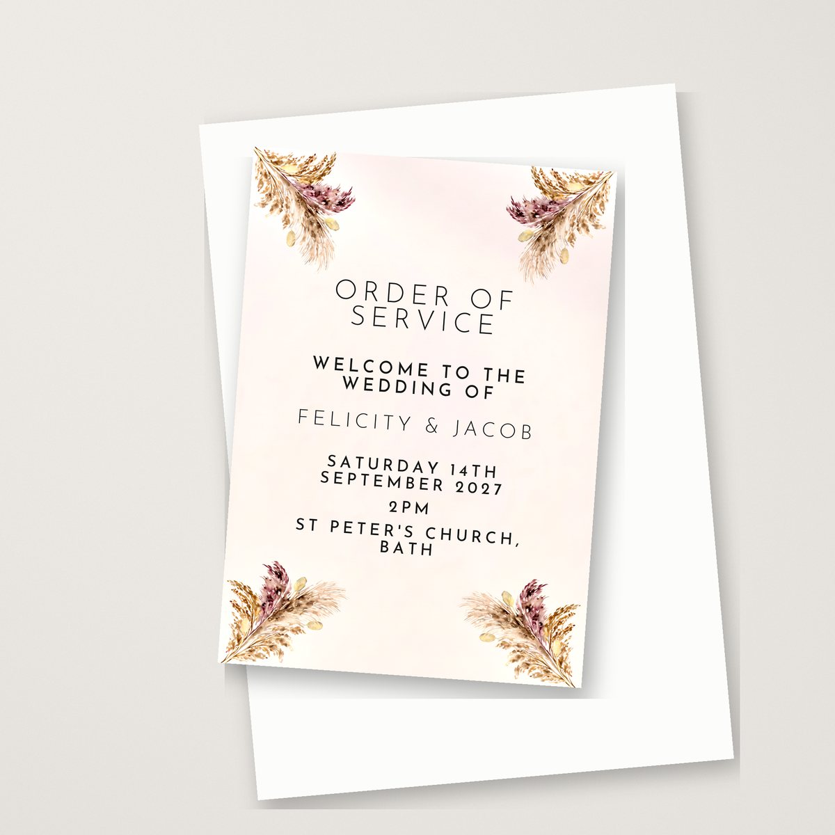 Boho Floral Order of Service