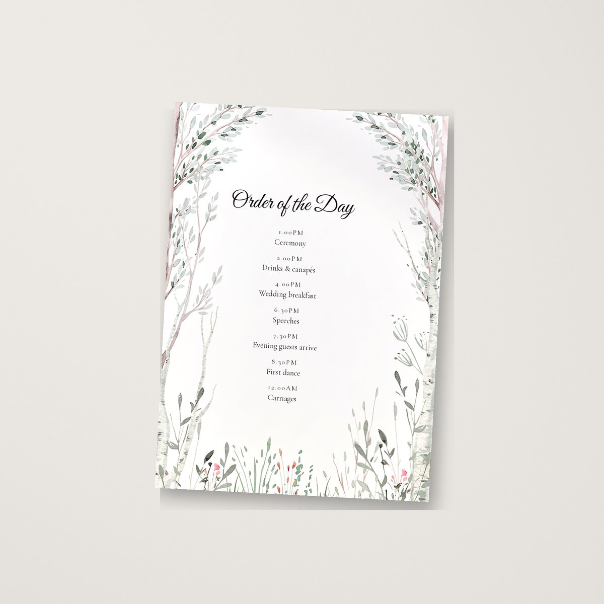 Naturally Beautiful Itinerary / Order of the Day