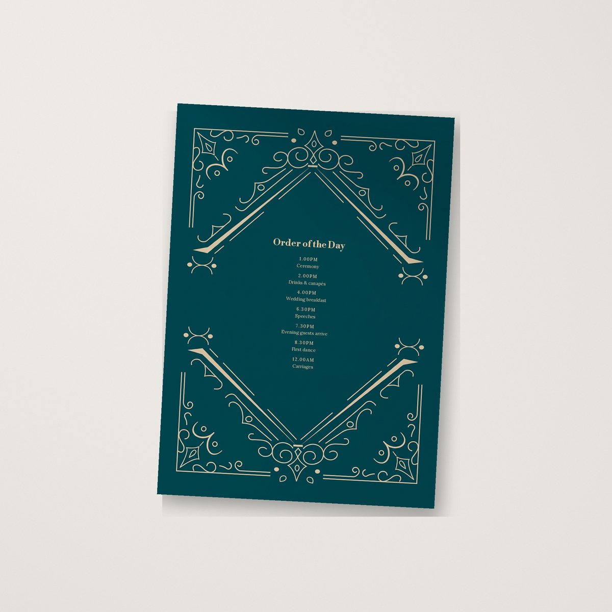 Fancy Deco Itinerary / Order of the Day