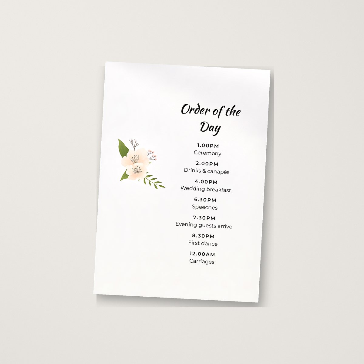 Fun Script / Flowers Itinerary / Order of the Day