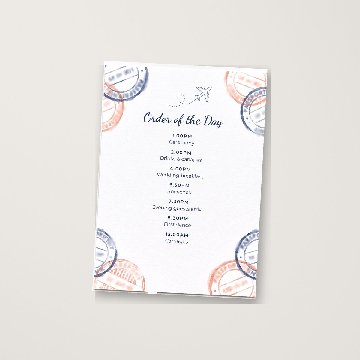 Jetting Off Itinerary / Order of the Day