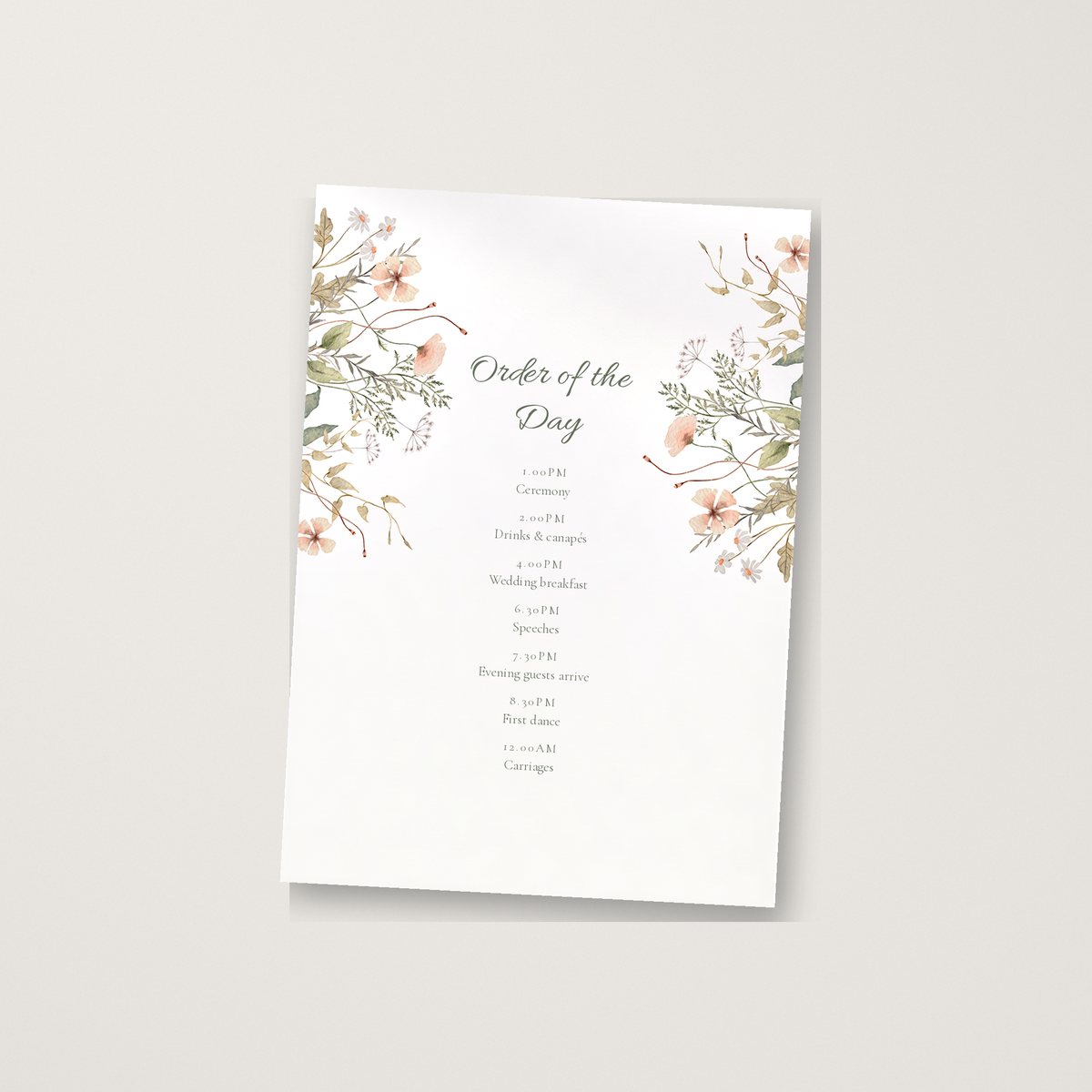 Among the Flowers Itinerary / Order of the Day