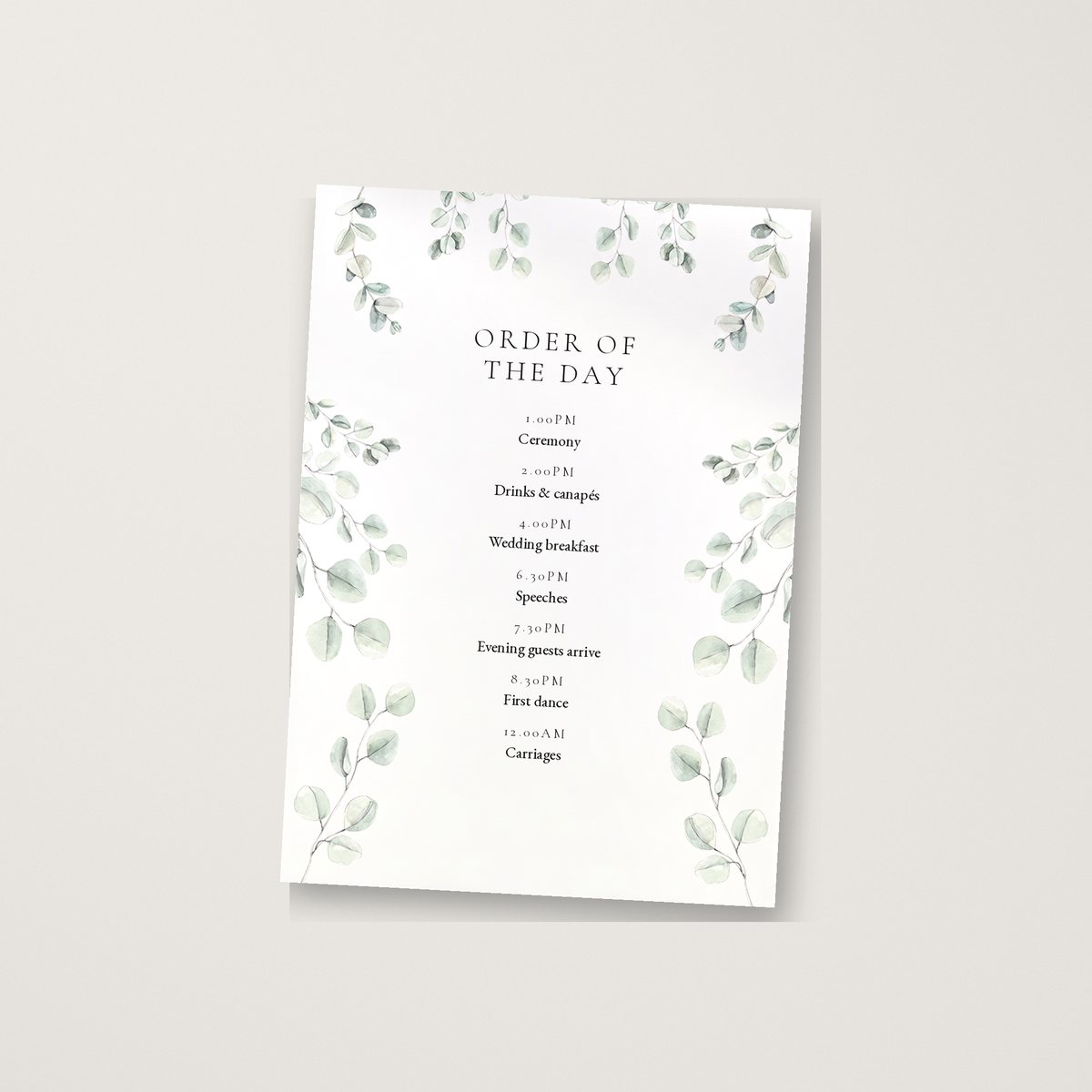 Eucalyptus Dream Itinerary / Order of the Day