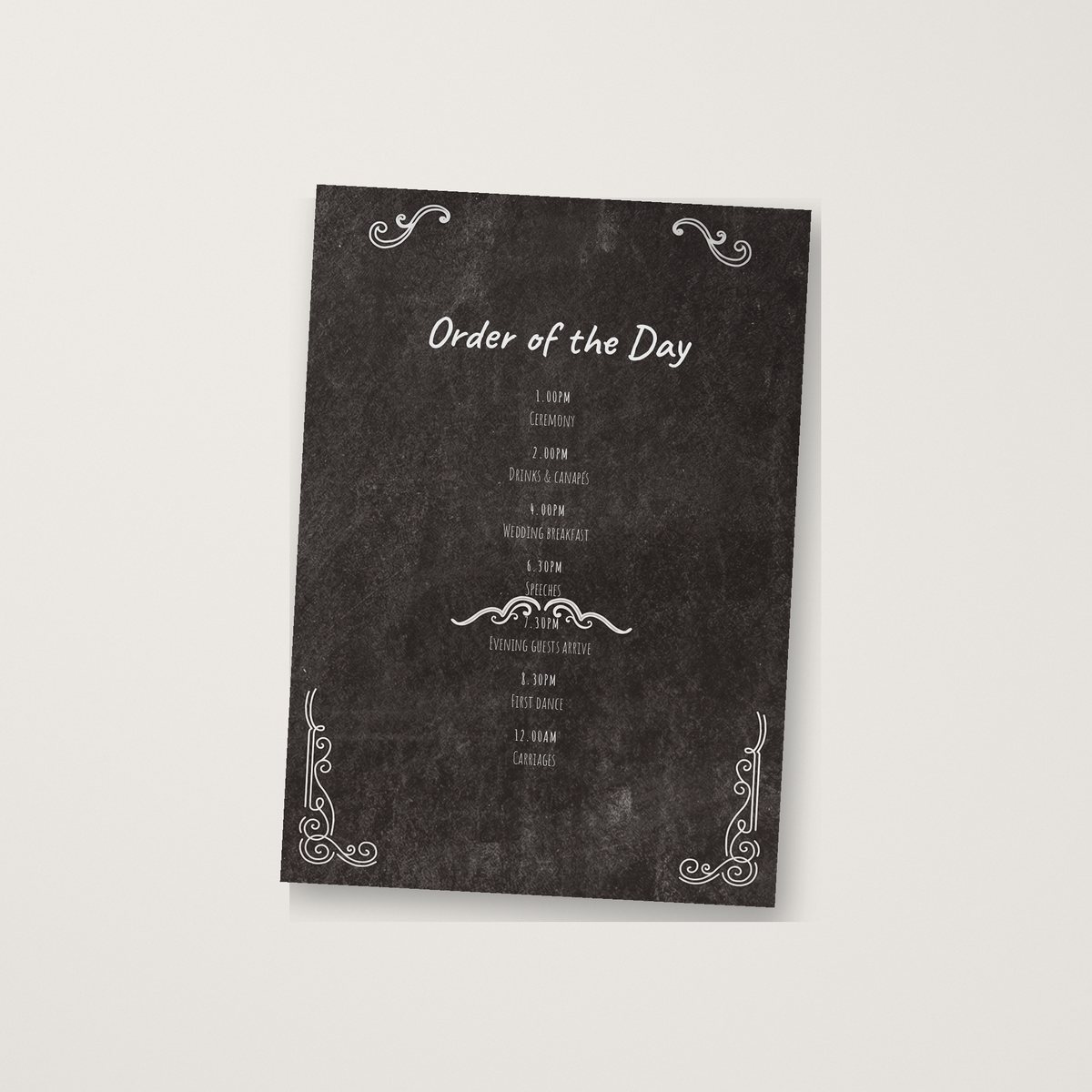 Blackboard Ornate Itinerary / Order of the Day