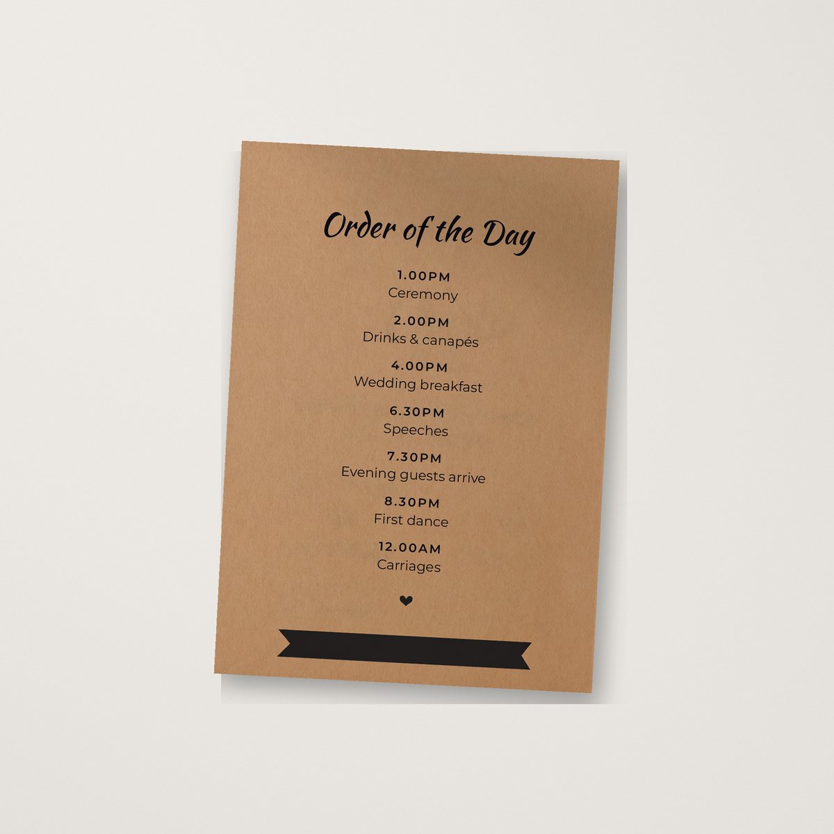 Fun Kraft Itinerary / Order of the Day
