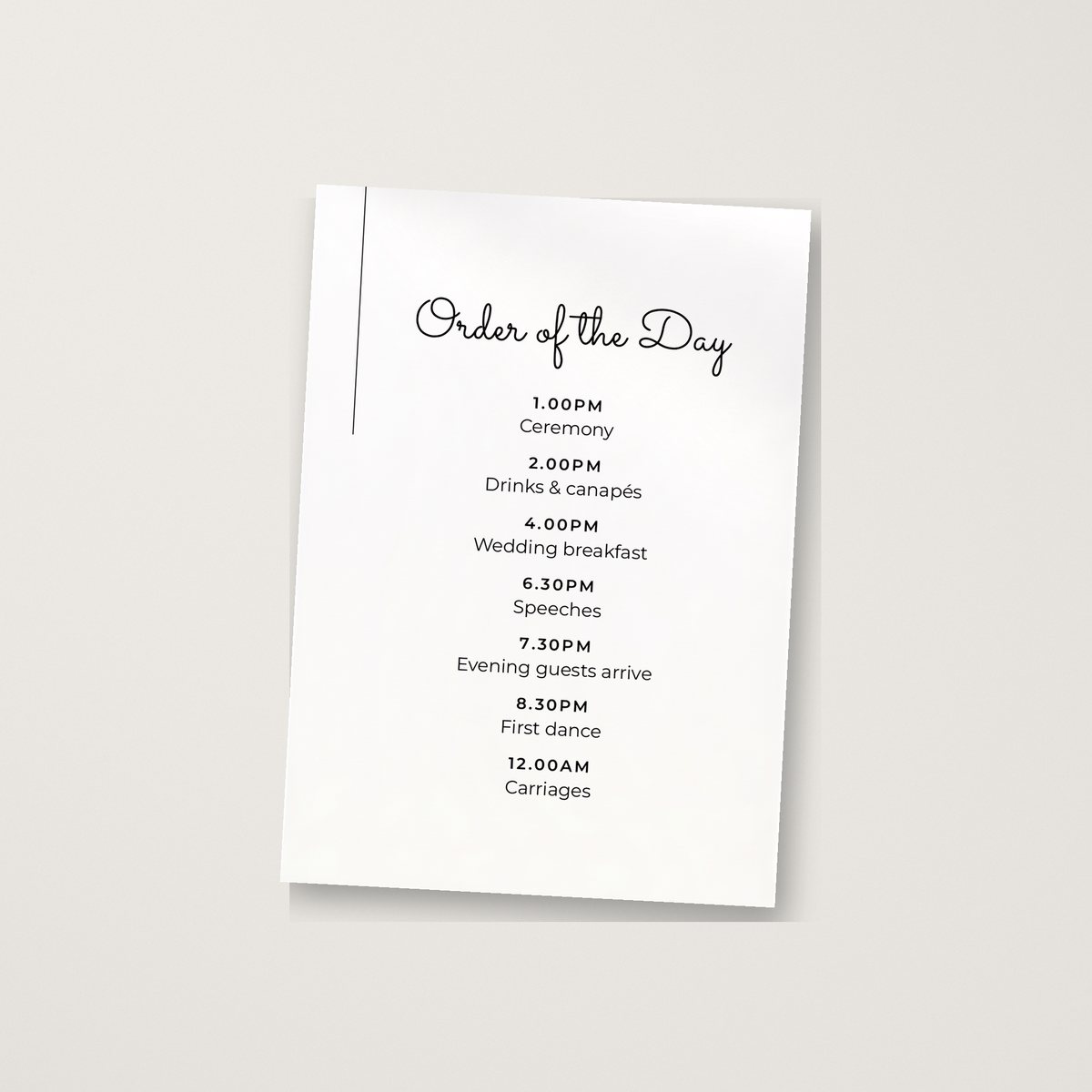 Ever After Itinerary / Order of the Day